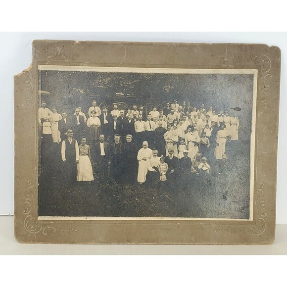 Other - Antique‎ Cabinet Card Photo Large Family Many Generations MISSING/TORN CORNER